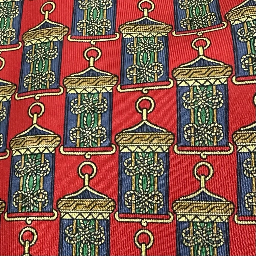 Vintage John Comfort of London England 100%‎ Silk Red Lantern Necktie